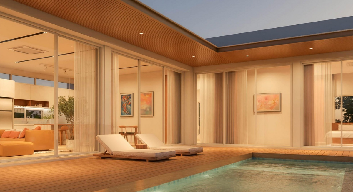 Two-bedroom pool villa for sale in Ao Nang: rendering of the pool terrace