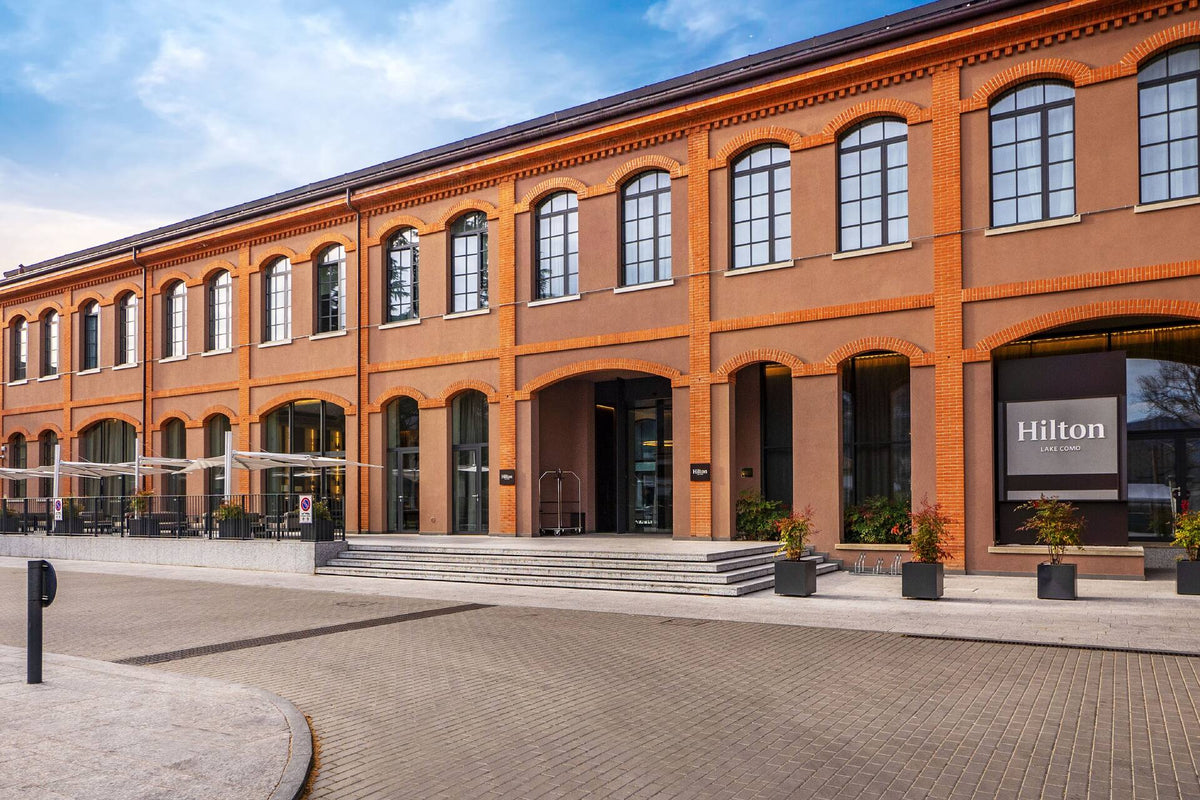 The red-brick facade of Hilton Lake Como