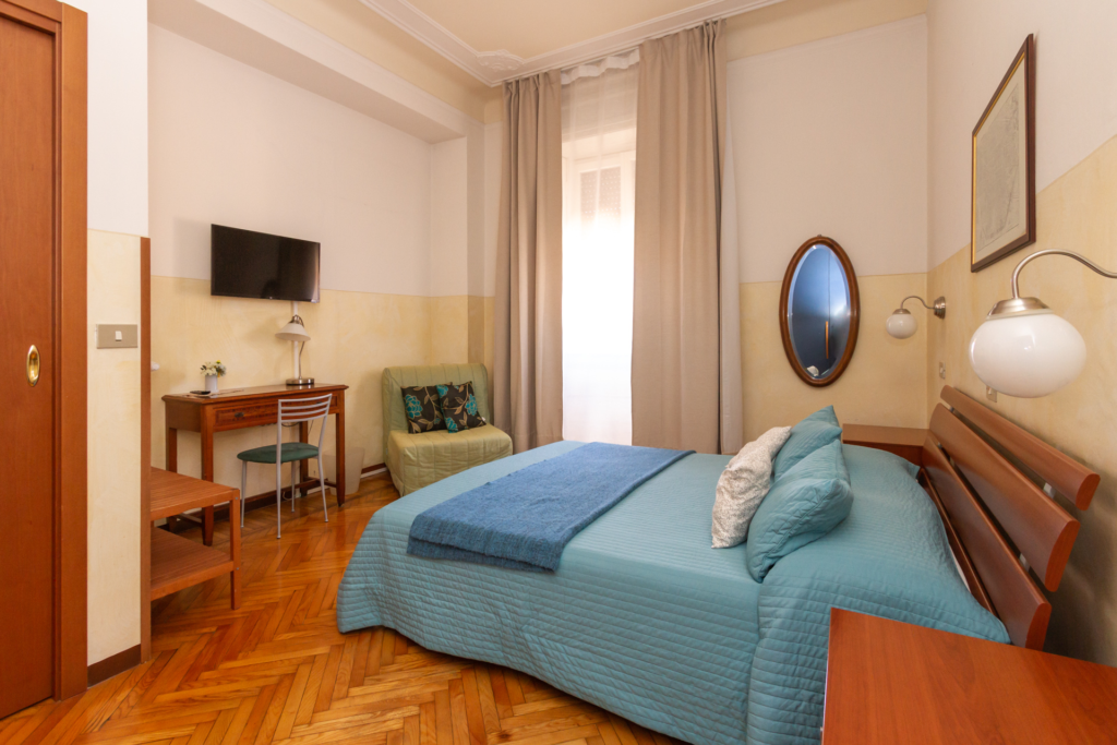 Inside a double room at Albergo Garisenda