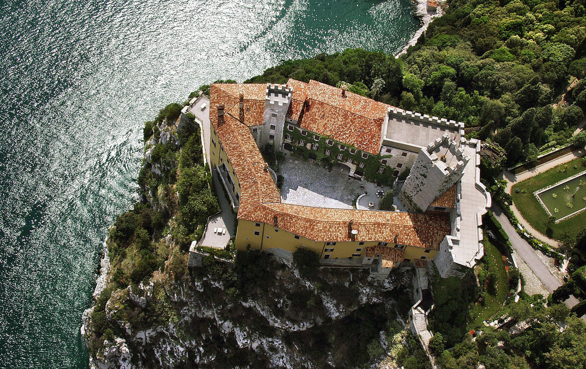 Aerial view of Duino Castle from the east