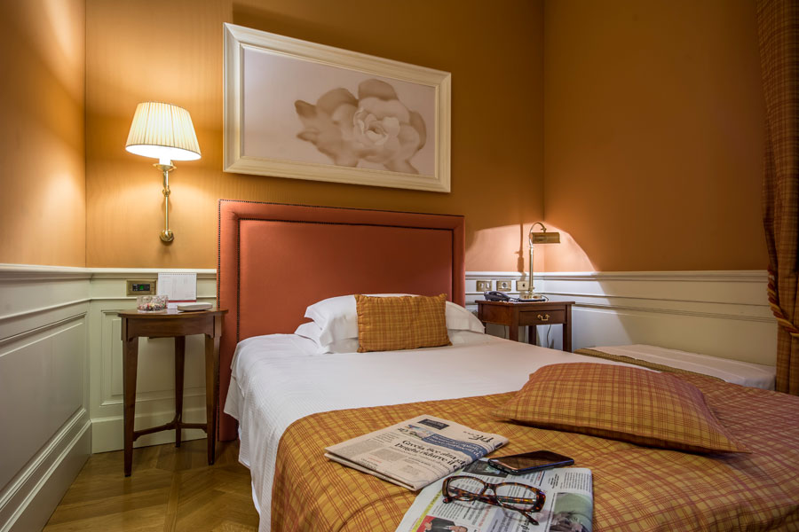 A single room at Hotel Corona d'Oro