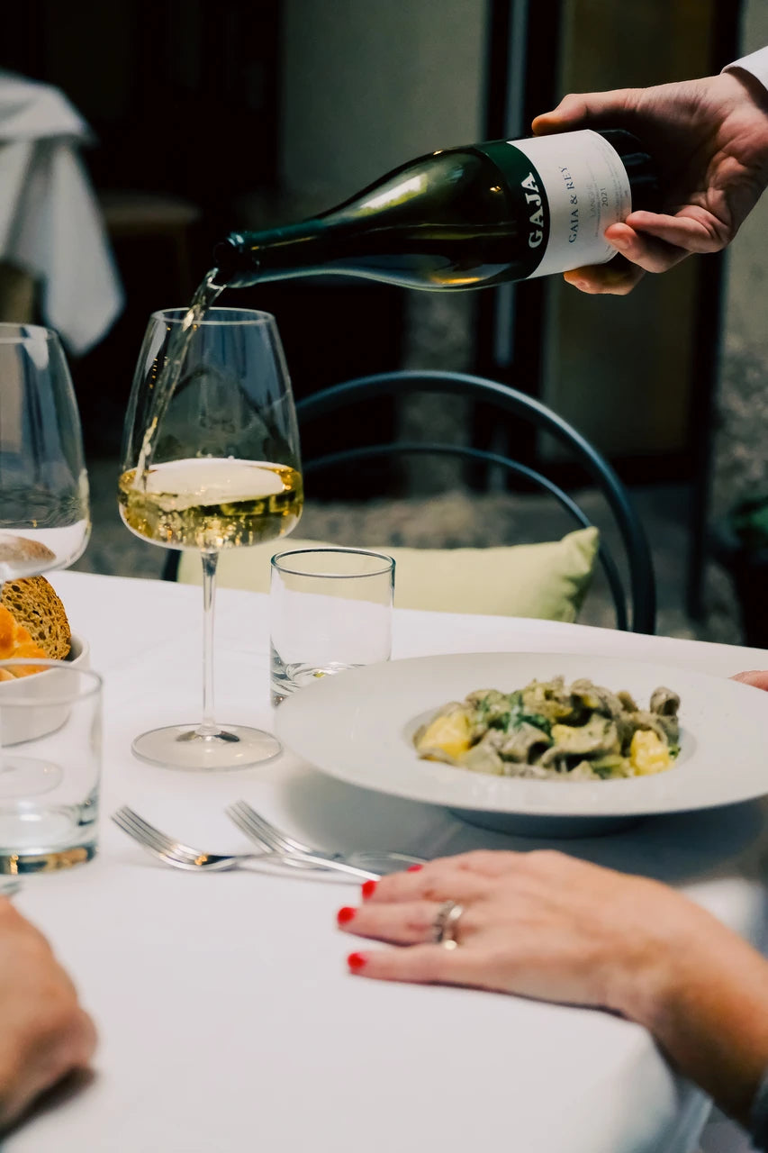 Wine poured at the table at Latteria San Fedele