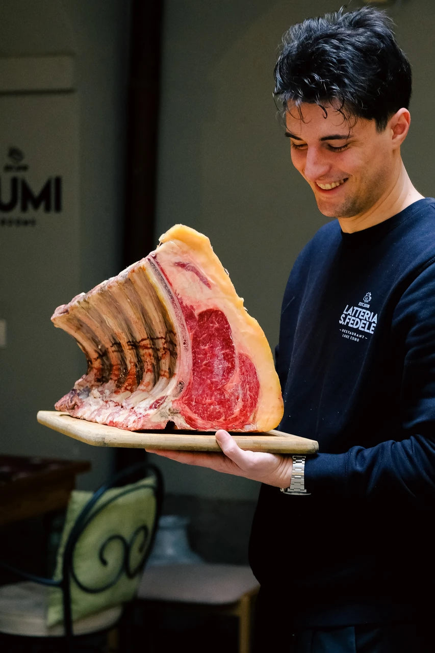 A dry-aged rib of beef at Latteria San Fedele