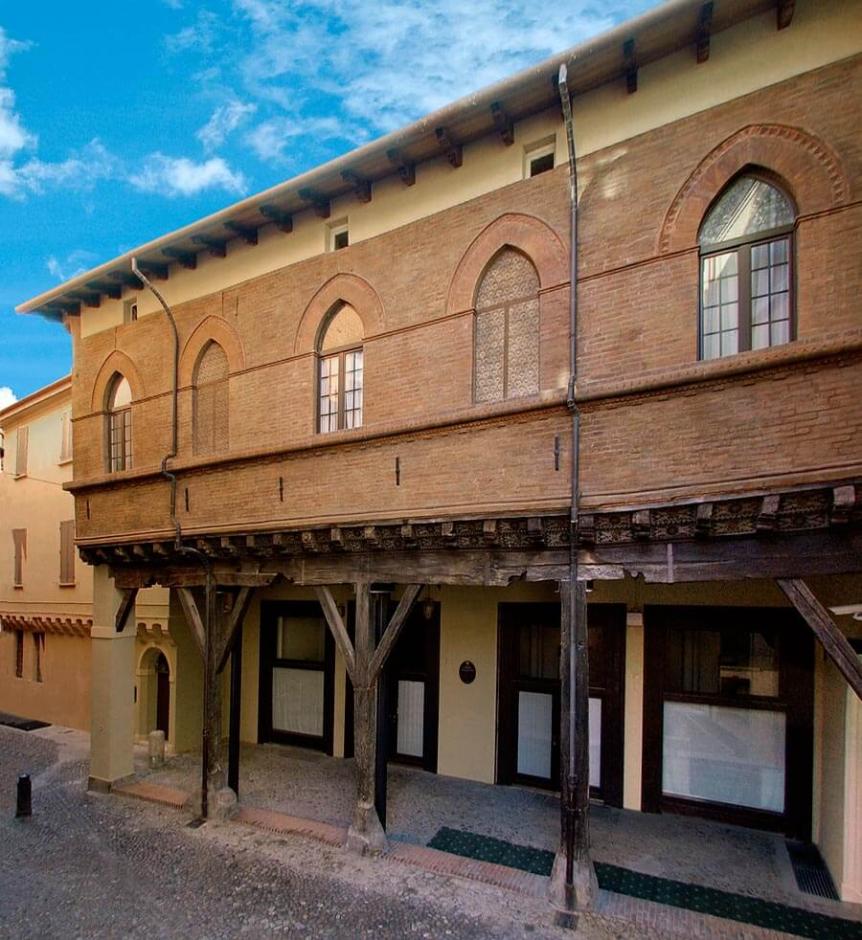 Exterior of Hotel Corona d'Oro in central Bologna