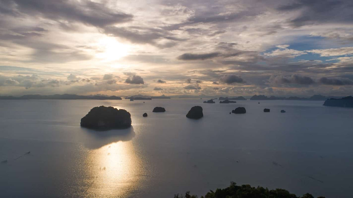 Sunset over the islands seen from the Ao Thalane hills, Krabi