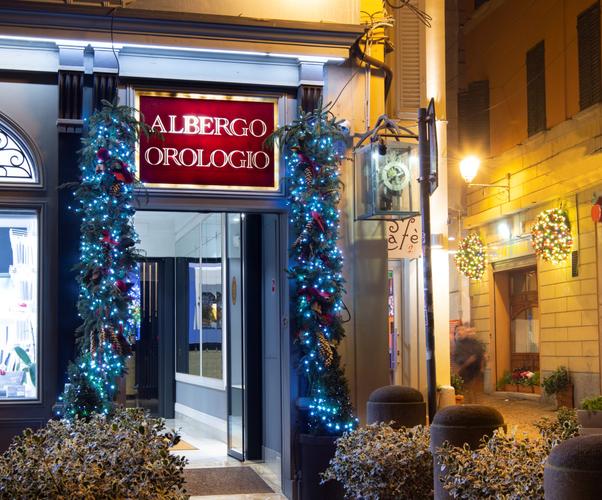 Entrance of Art Hotel Orologio in Bologna
