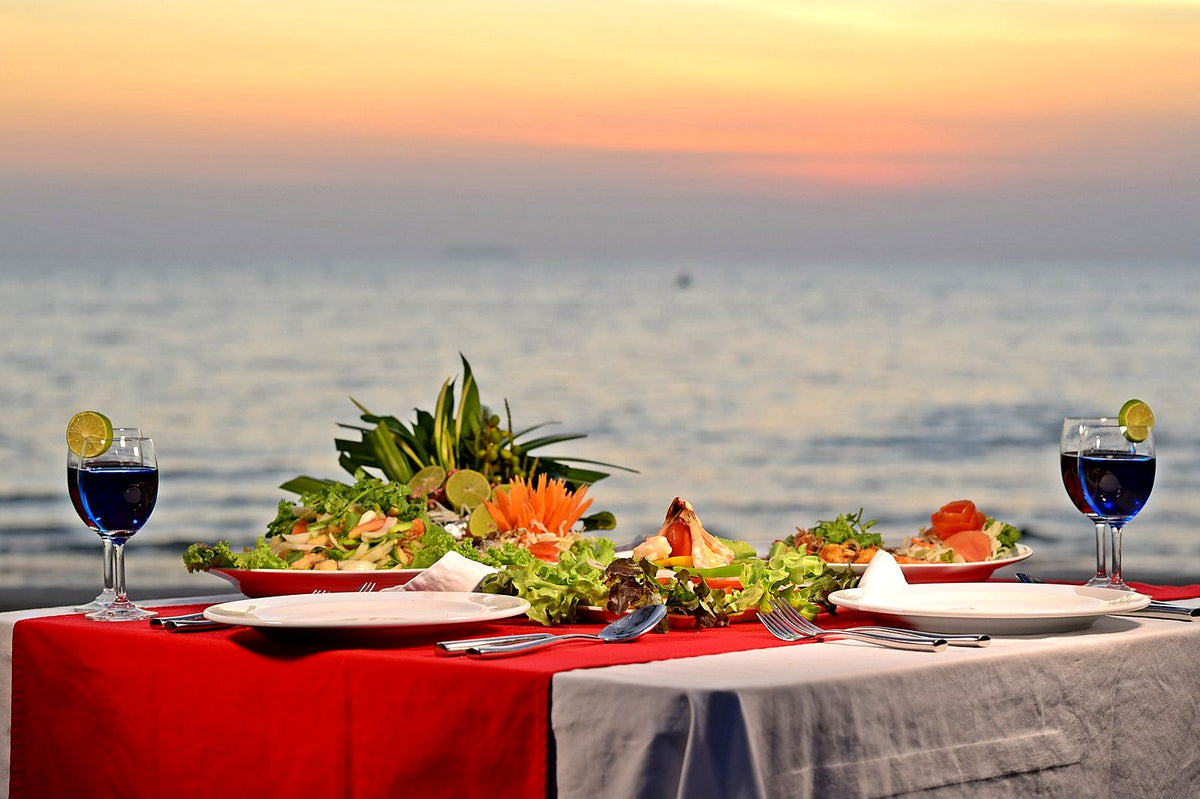 A table laid for dinner facing the sunset at 432 Restaurant & Bar