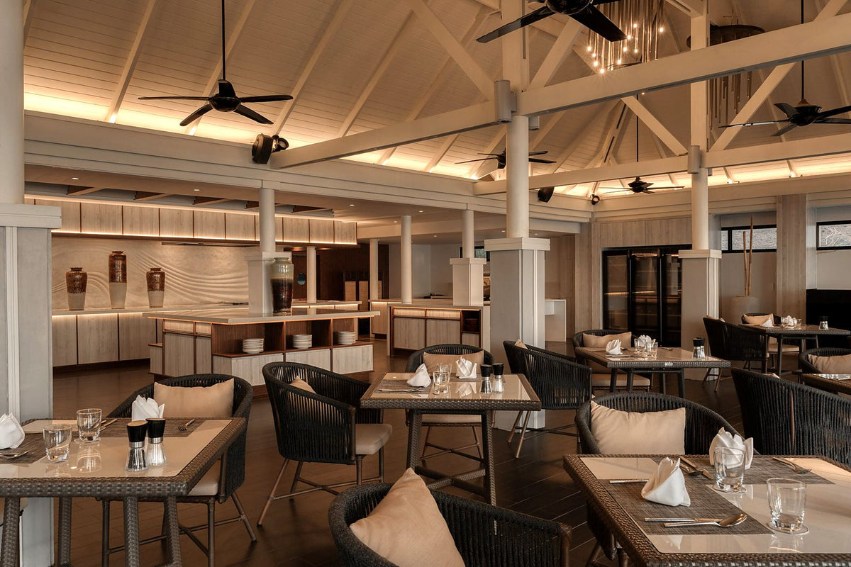 The dining room of SeaSky Restaurant at Layana Resort