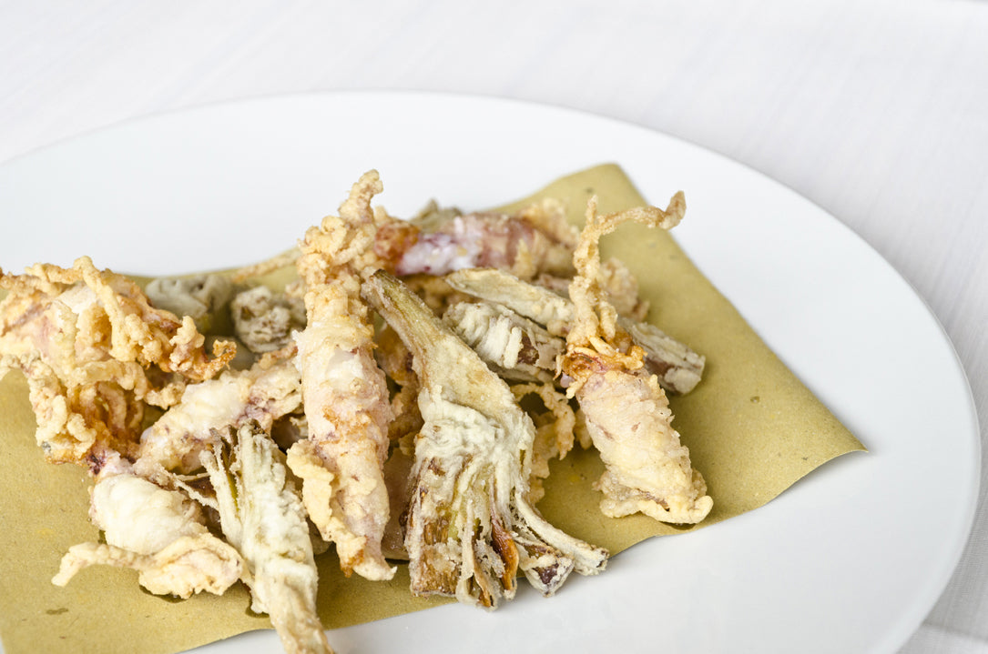 Fried baby squid and artichokes at Osteria Bartolini