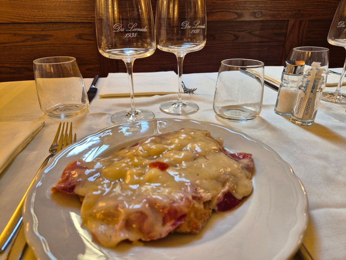A cotoletta petroniana with Parma ham and Parmigiano at Leonida