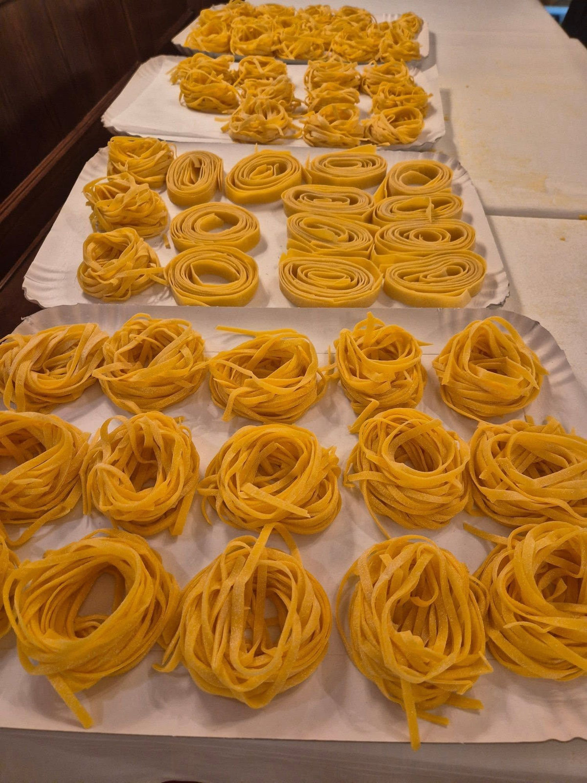 Nests of fresh egg tagliatelle at Leonida