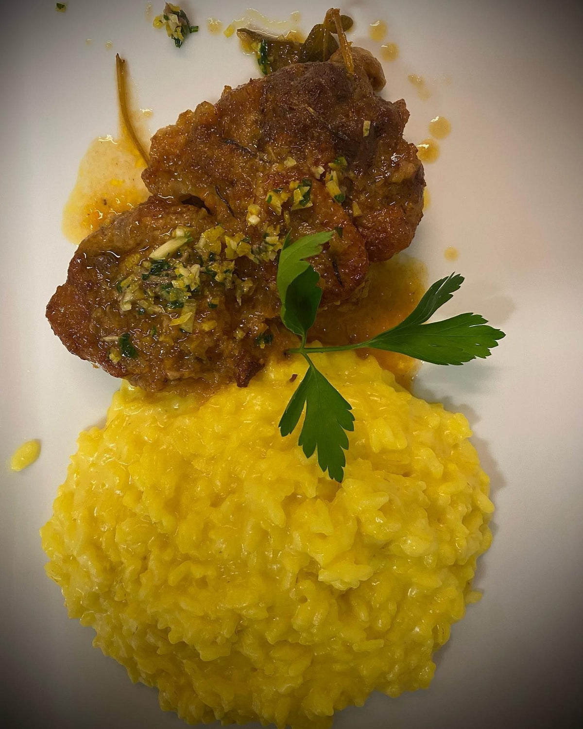 Risotto alla milanese with ossobuco at Ciàpa Fiaa