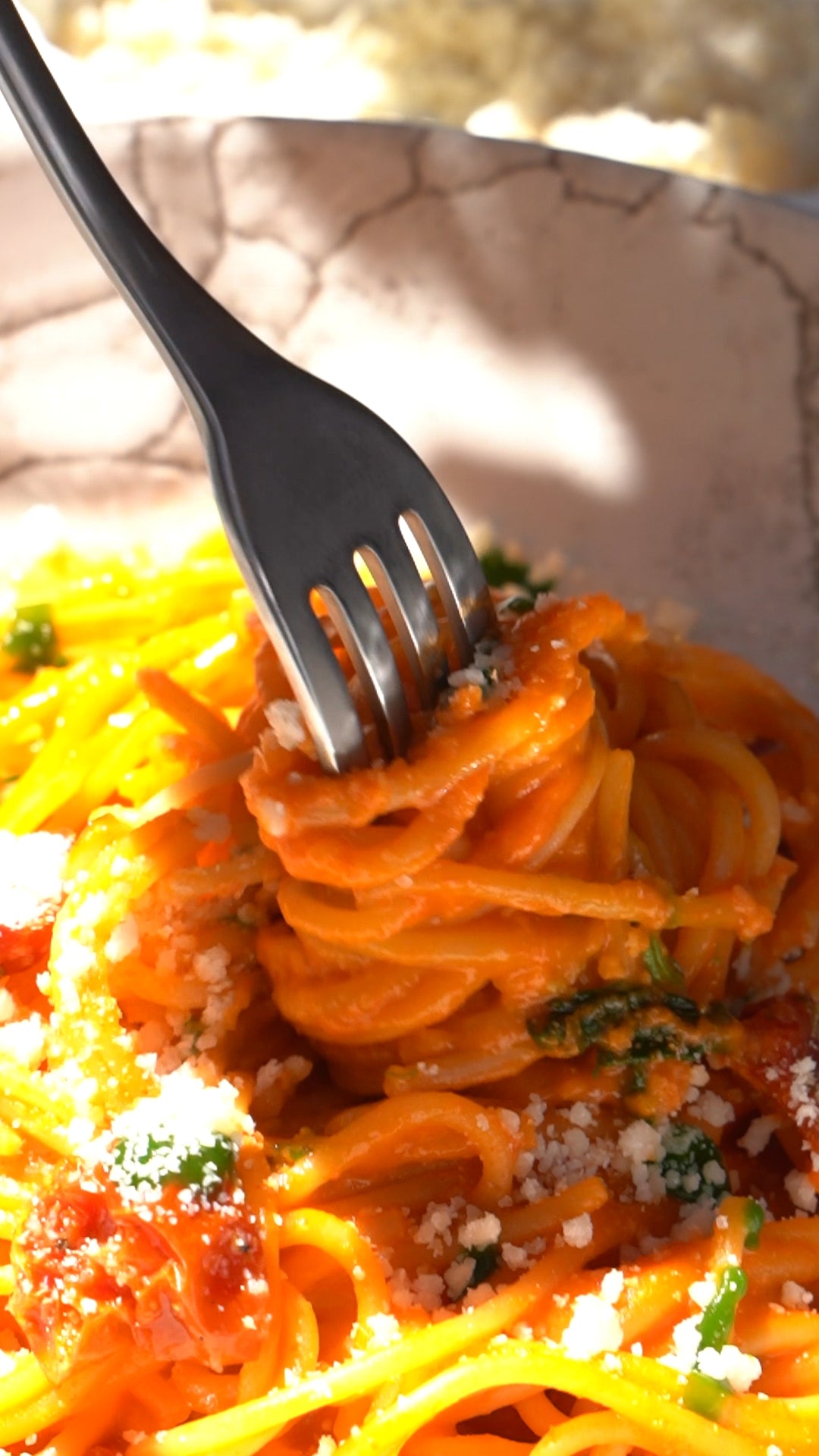 Twirling fresh pasta at Latteria San Fedele