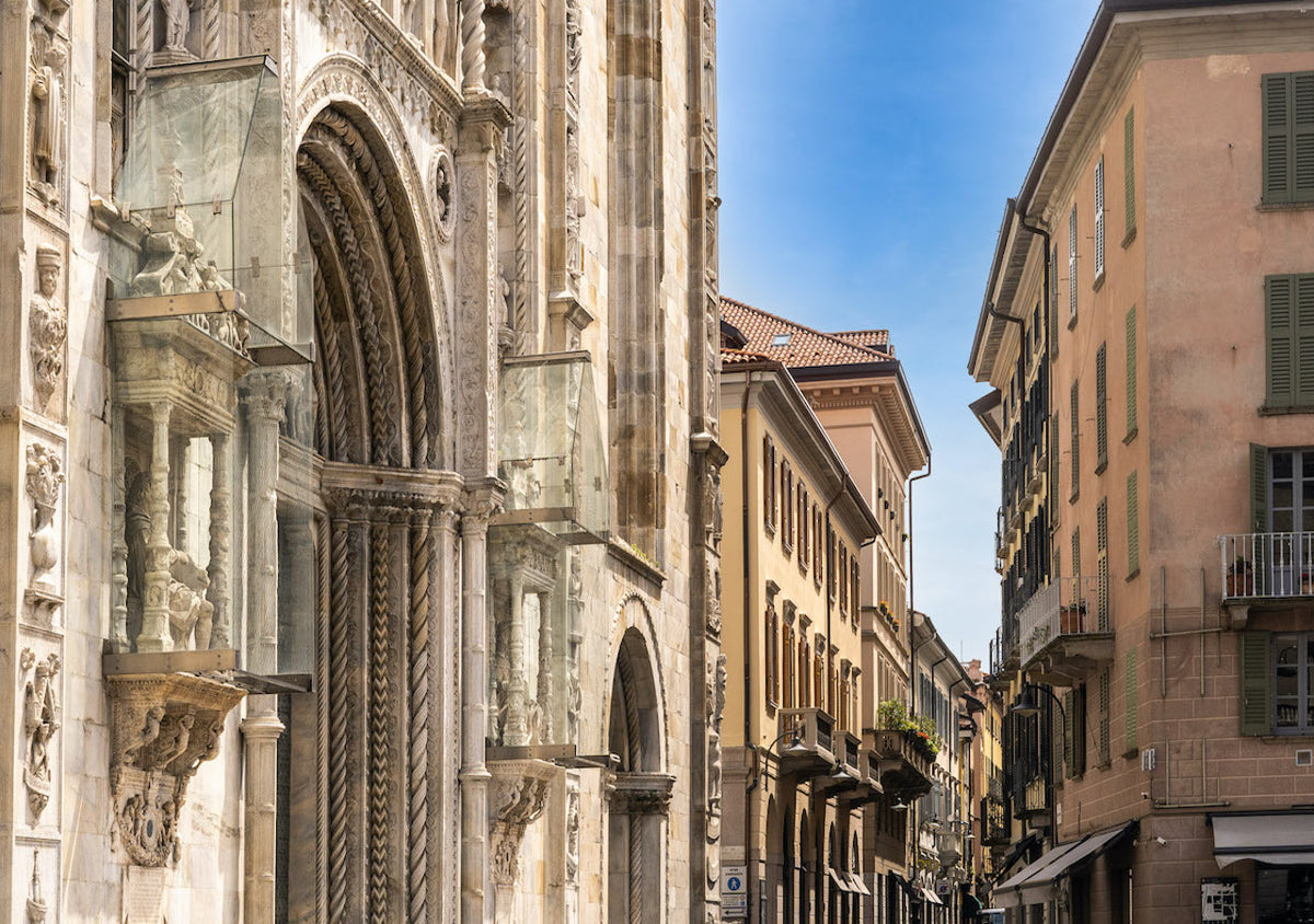 The cathedral's side portal in the street outside DBH Duomo Boutique Hotel
