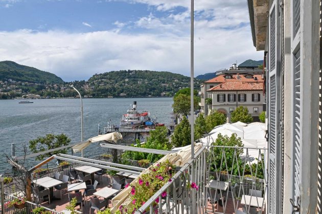 The waterfront from a lake-view room at Hotel Marco's