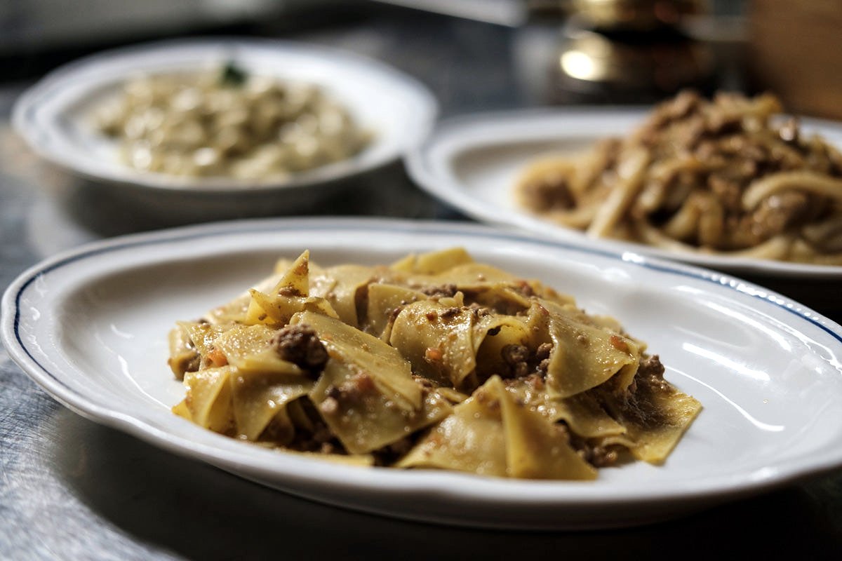 Plate of fresh pappardelle at Buca Lapi
