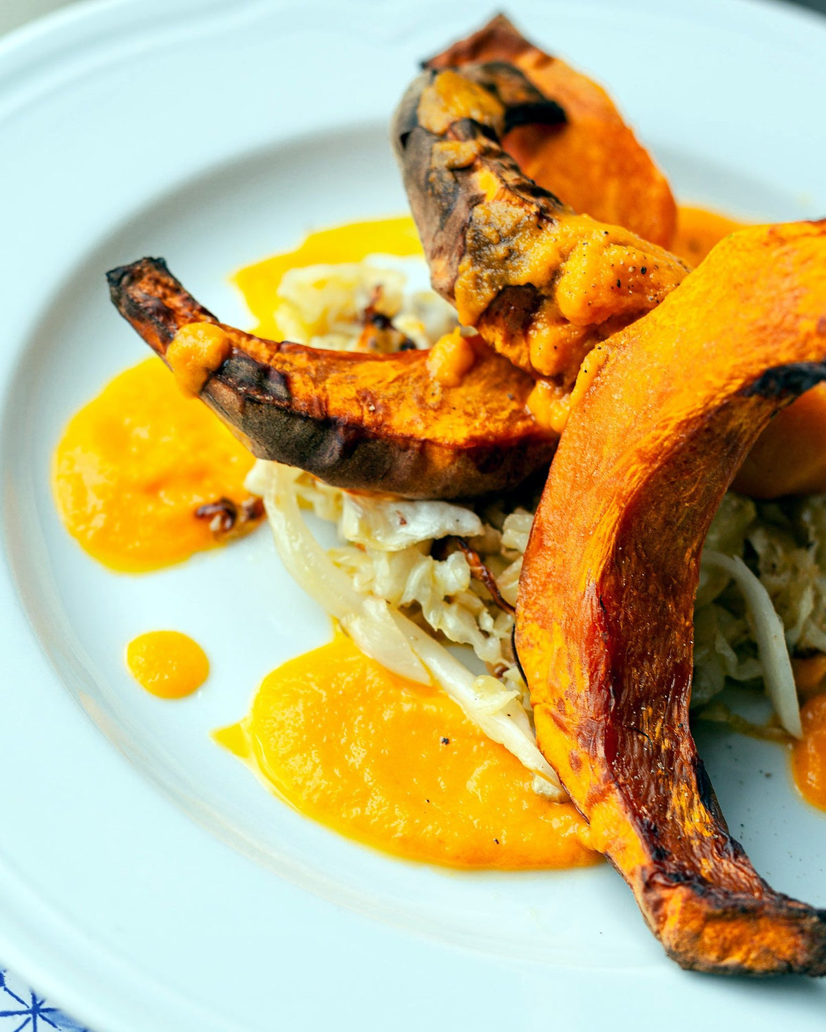 Roasted pumpkin slices with purée at Osteria Pratellino