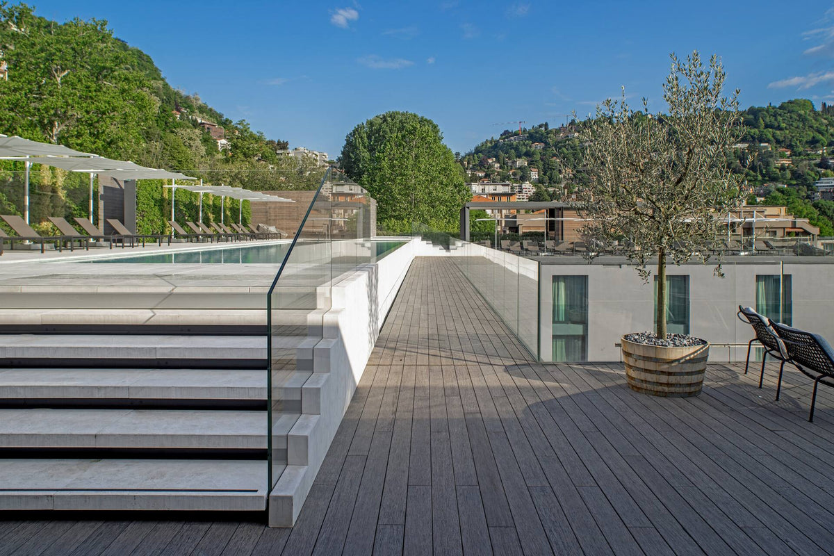 The rooftop deck at Hilton Lake Como