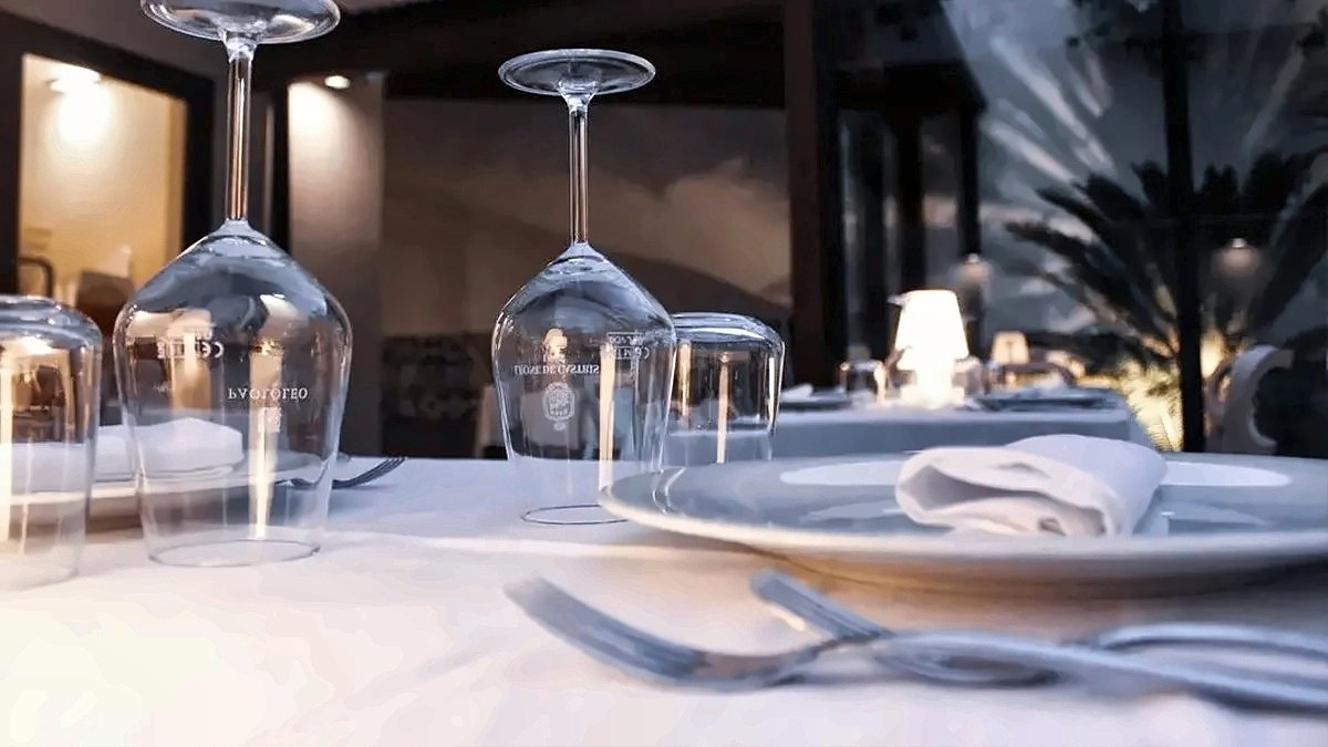 Glasses and white linen on a table at Ristorante Giampaolo