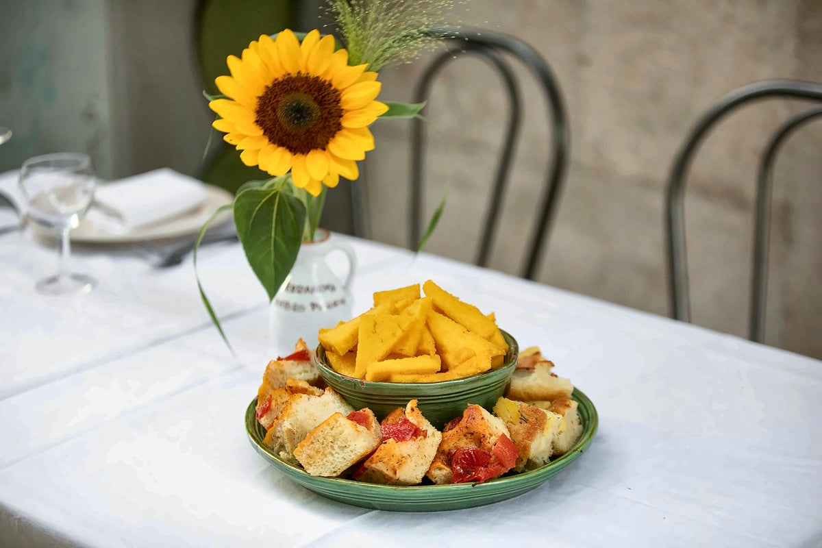 Fried sgagliozze polenta and focaccia, a Bari street-food classic, at Terranima