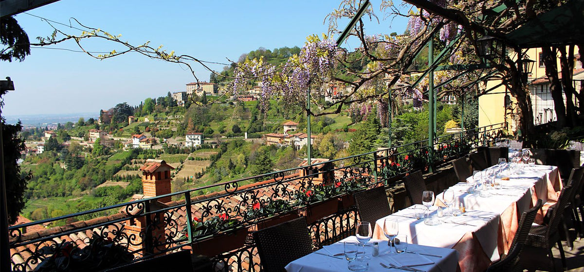 Terrace above the Borgo Canale hills at Antica Trattoria La Colombina