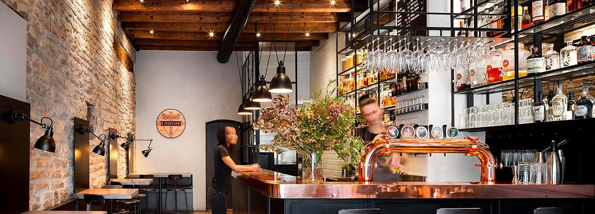 Copper bar counter at Il Dispensario