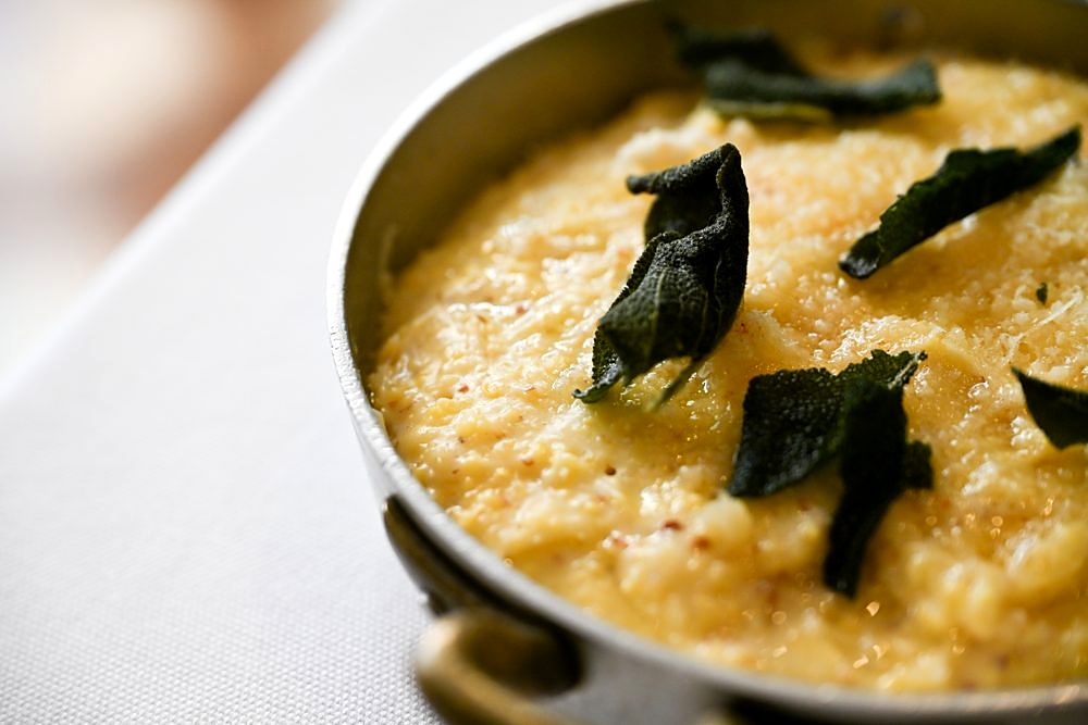 Polenta taragna with sage at Osteria Tre Gobbi