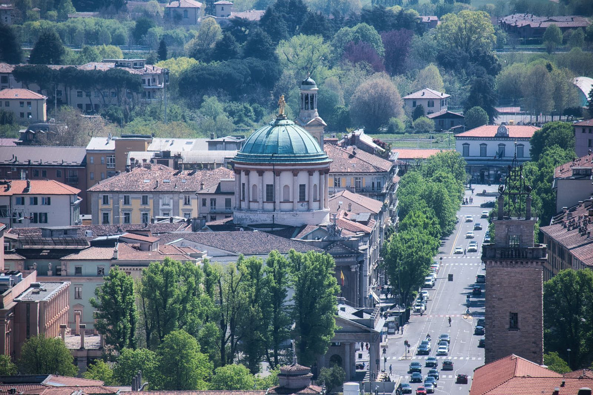 Domes and avenues of Città Bassa in spring