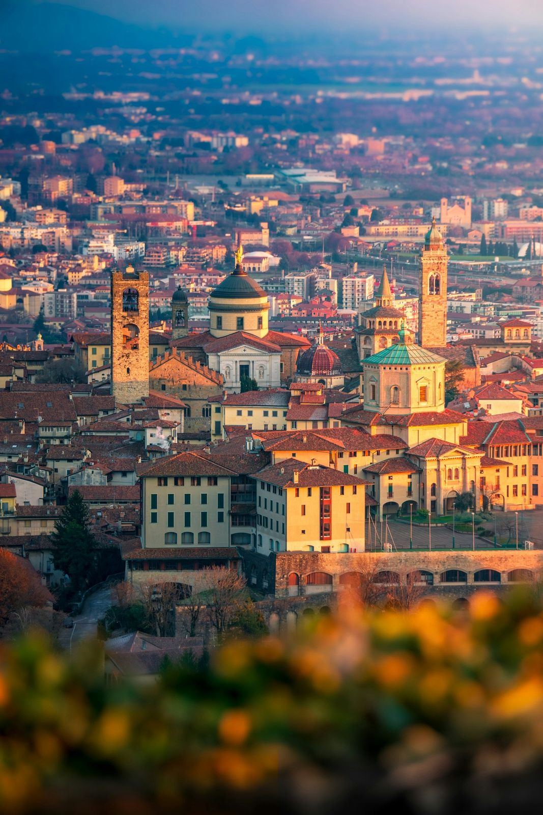 Città Alta glowing at sunset