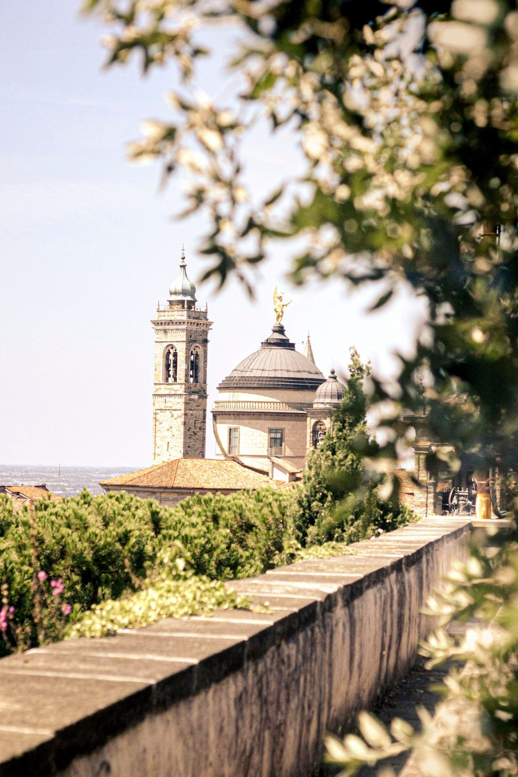 Bell tower seen from the Rocca in summer