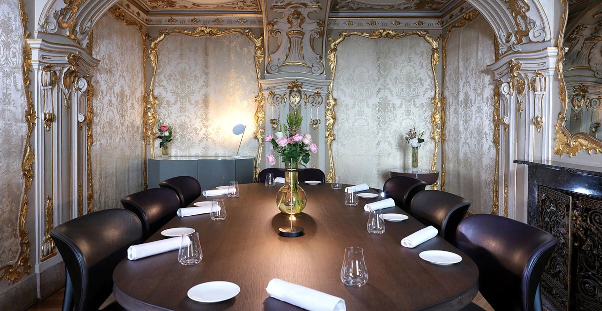 Gilded private dining room at Villa Elena