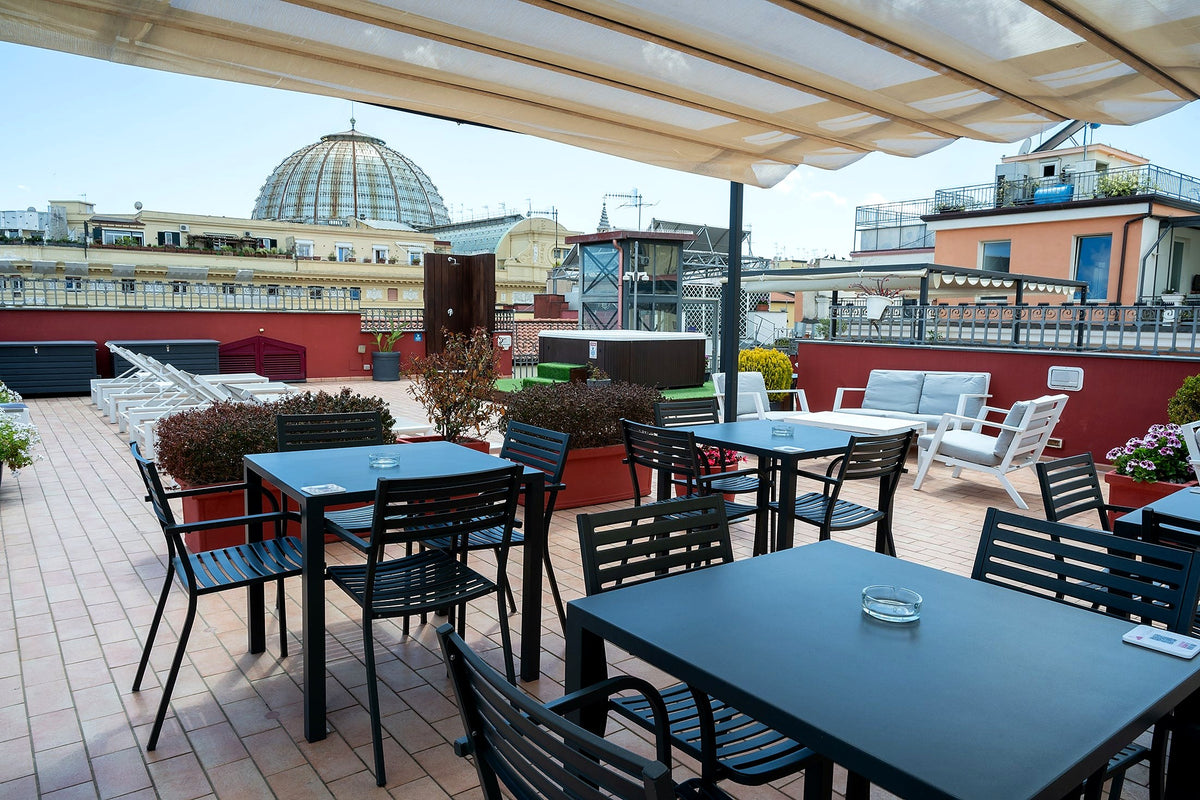 Roof terrace and Galleria Umberto dome at La Ciliegina