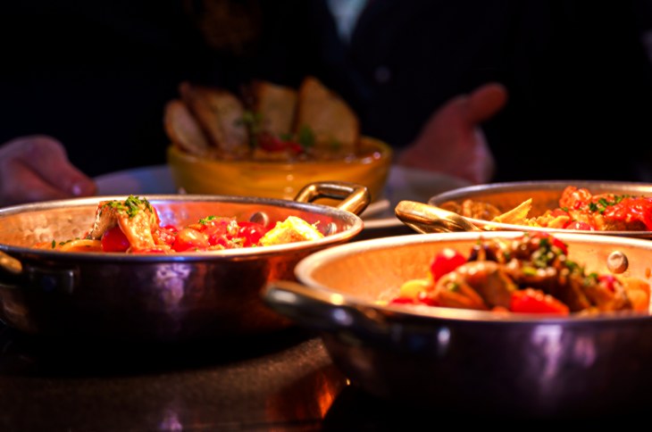 Dishes in copper pans at Ostaria Pignatelli