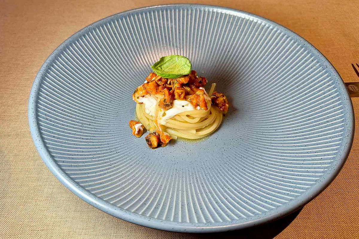 Spaghetti with kefir and sea snails at Palazzo Petrucci