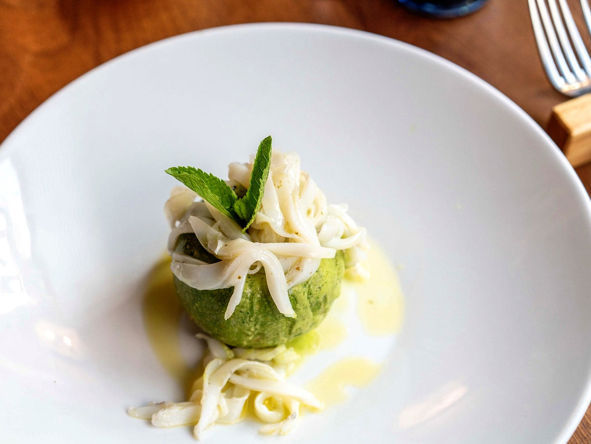 Round courgette with cuttlefish at Il Ristorantino dell'Avvocato