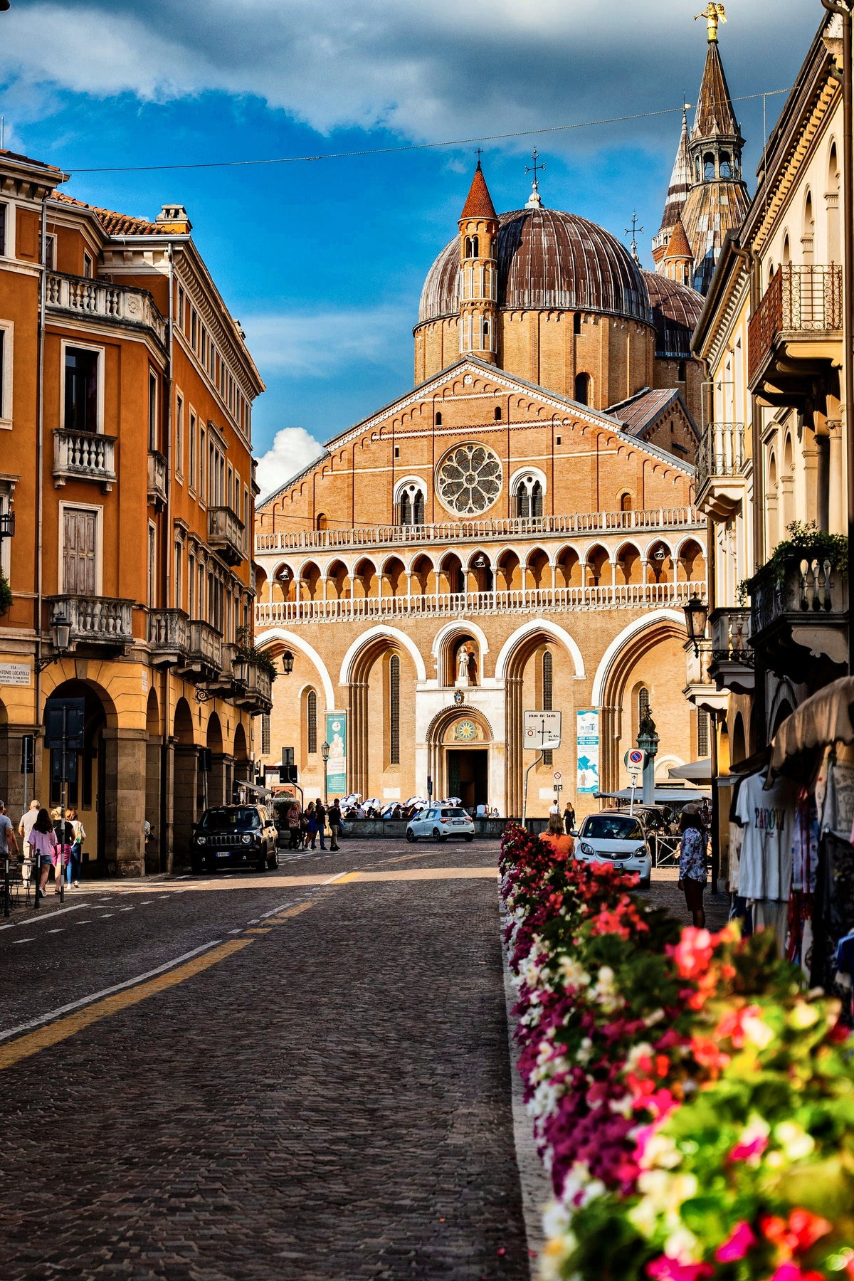 Flowers lining the approach to the Basilica of Saint Anthony