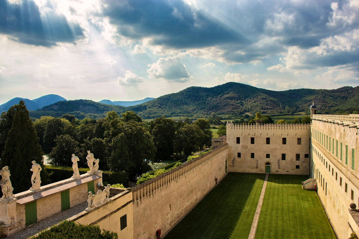 Castello del Catajo and its gardens against the Euganean Hills