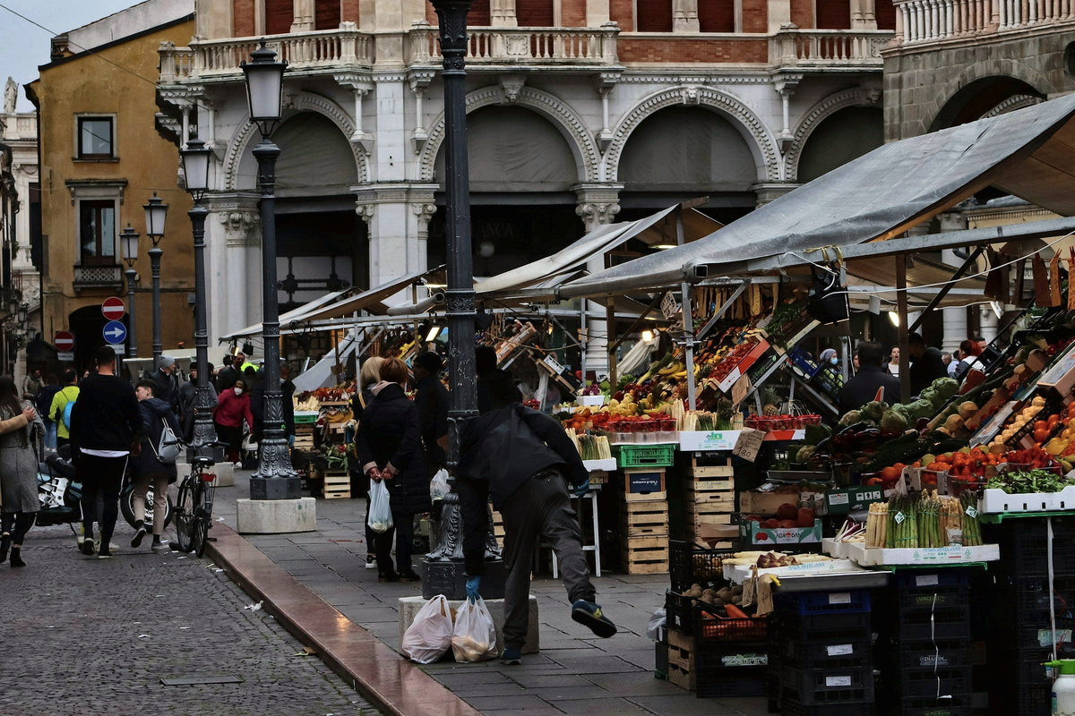Fresh produce stalls in the market square