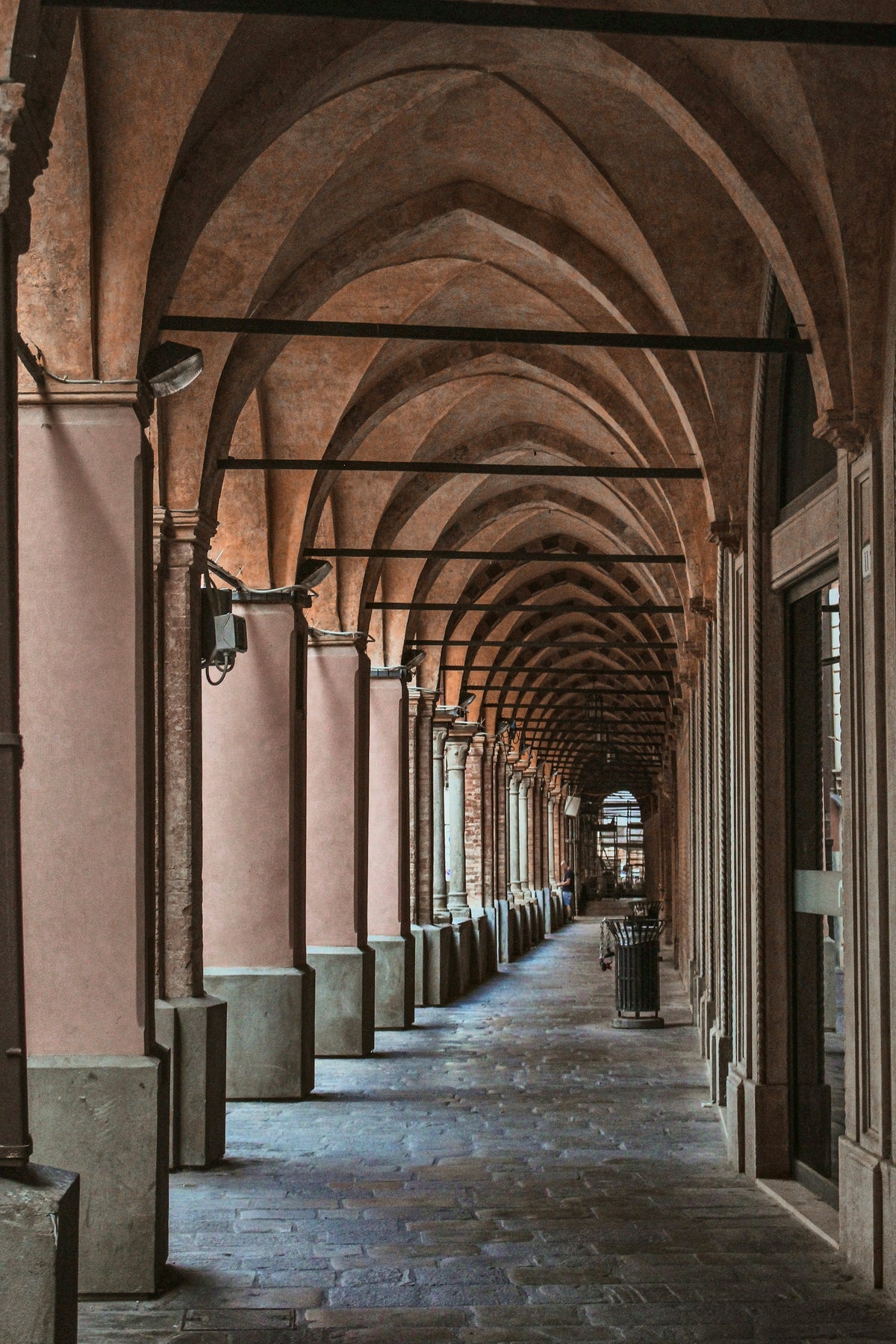 The long vaulted porticoes that shelter Padua's pavements
