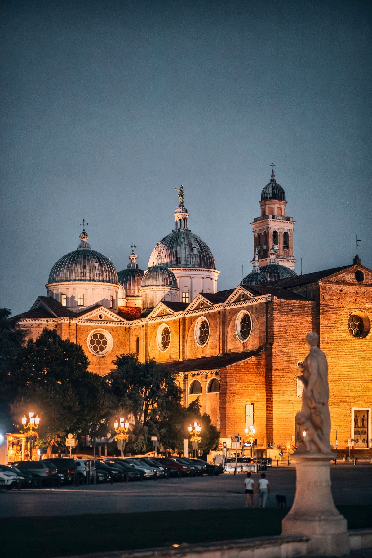 The Basilica of Santa Giustina lit up at twilight