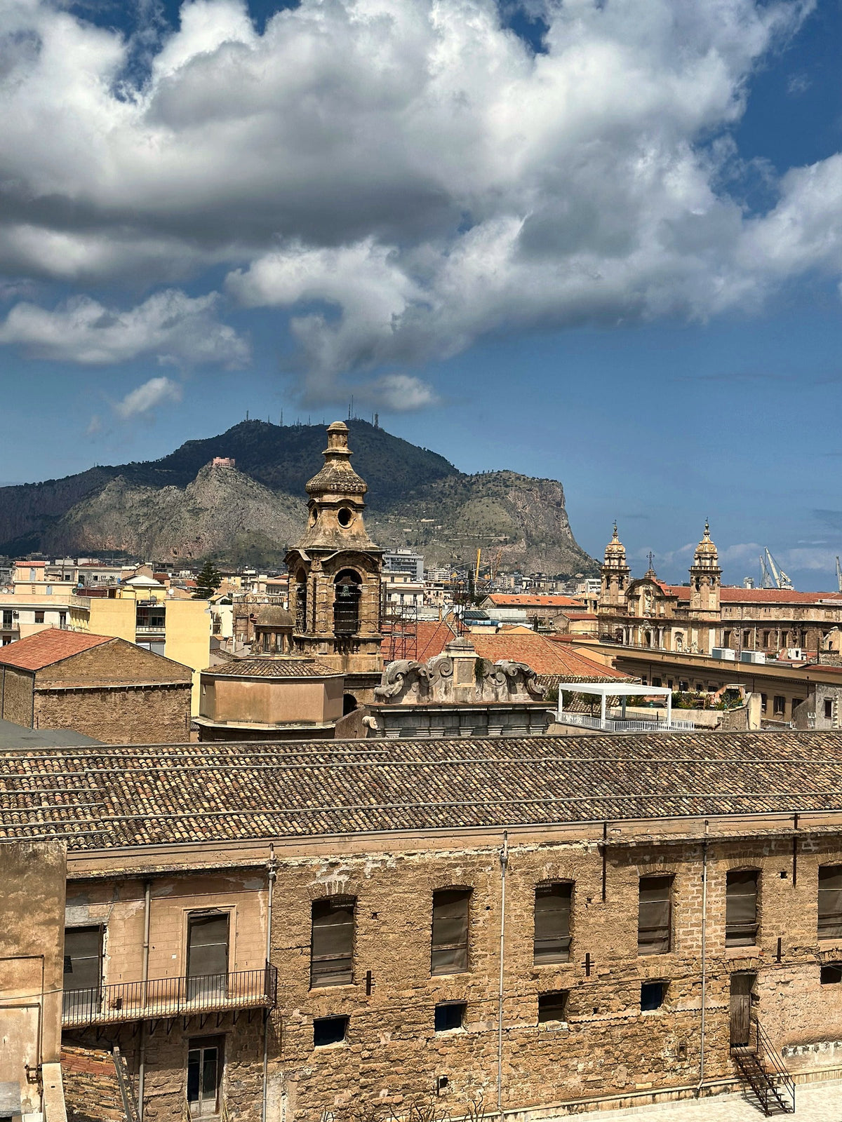 Monte Pellegrino above the bell towers and roofs of the centre