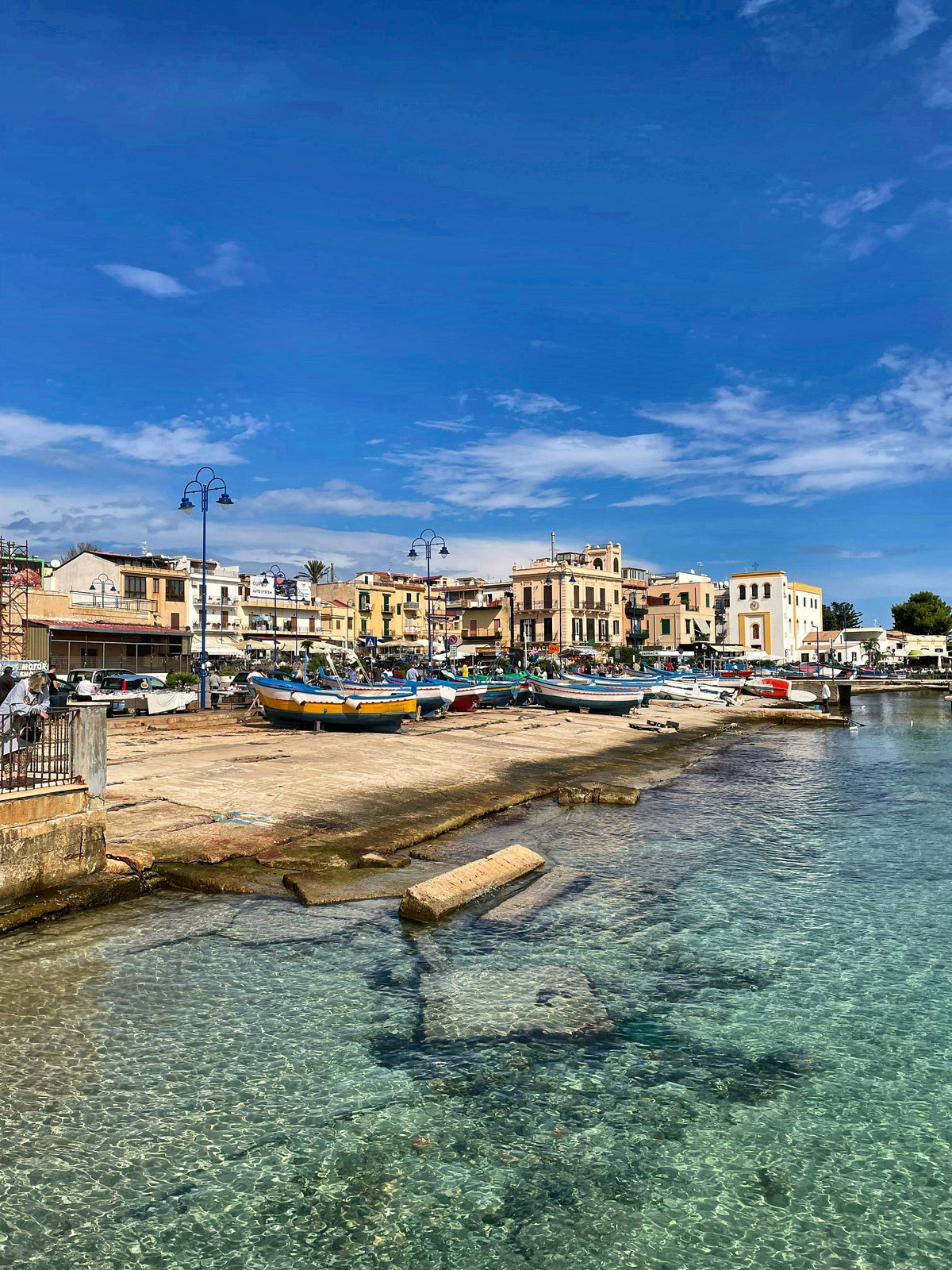 Fishing boats in the small harbour of Mondello