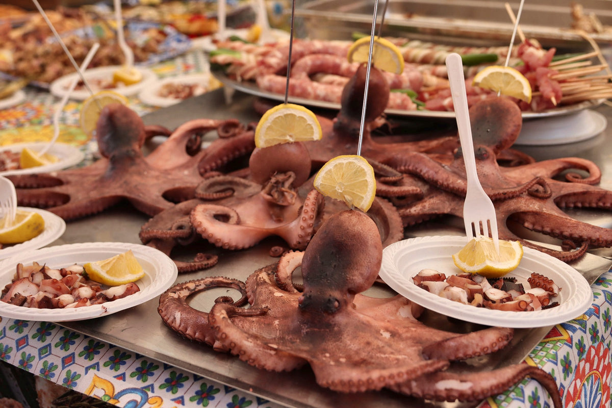 Boiled octopus with lemon, a Palermo street-market classic