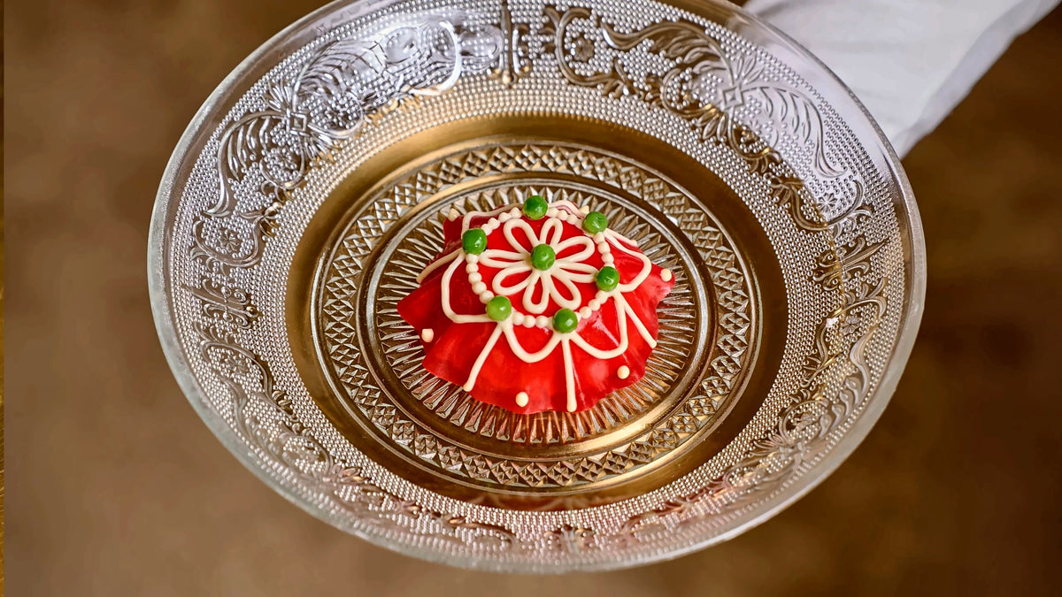 A cassata-style dessert in a cut-glass bowl at Charleston