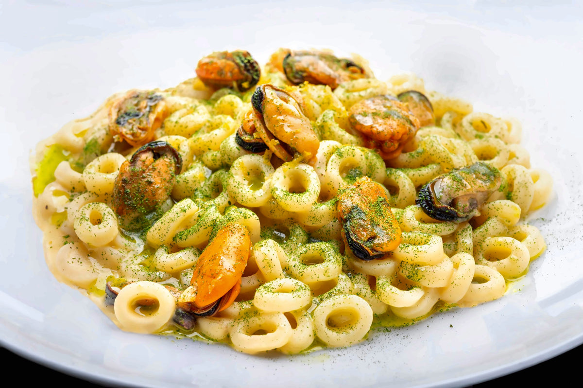 Ring pasta with mussels and herbs at CR21