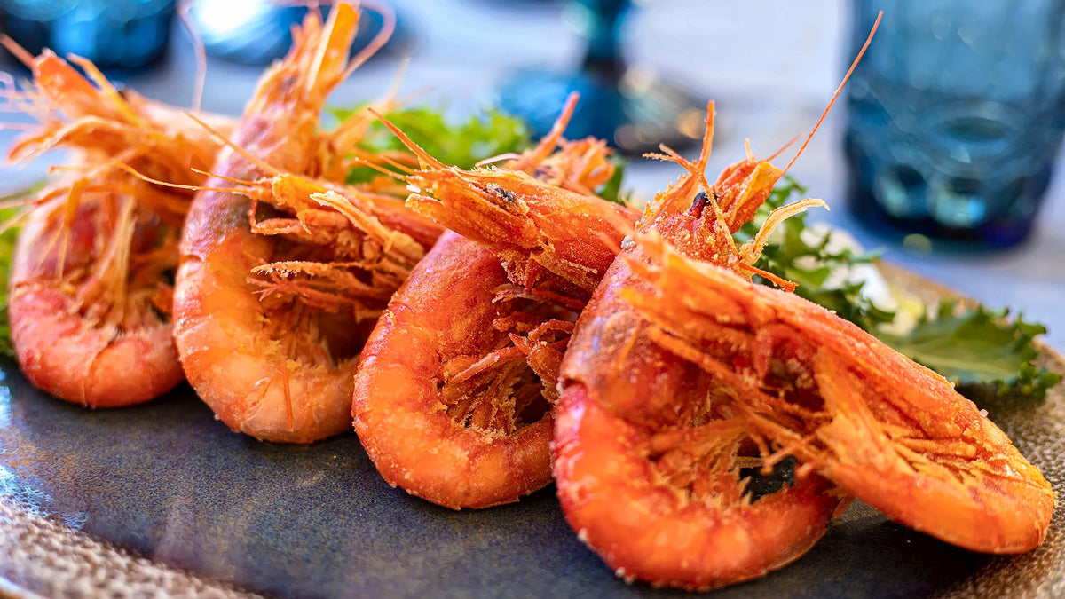 Fried red prawns at Il Delfino
