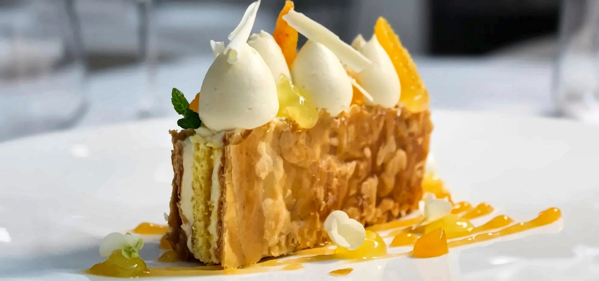 A citrus dessert at the restaurant of Palazzo Branciforte