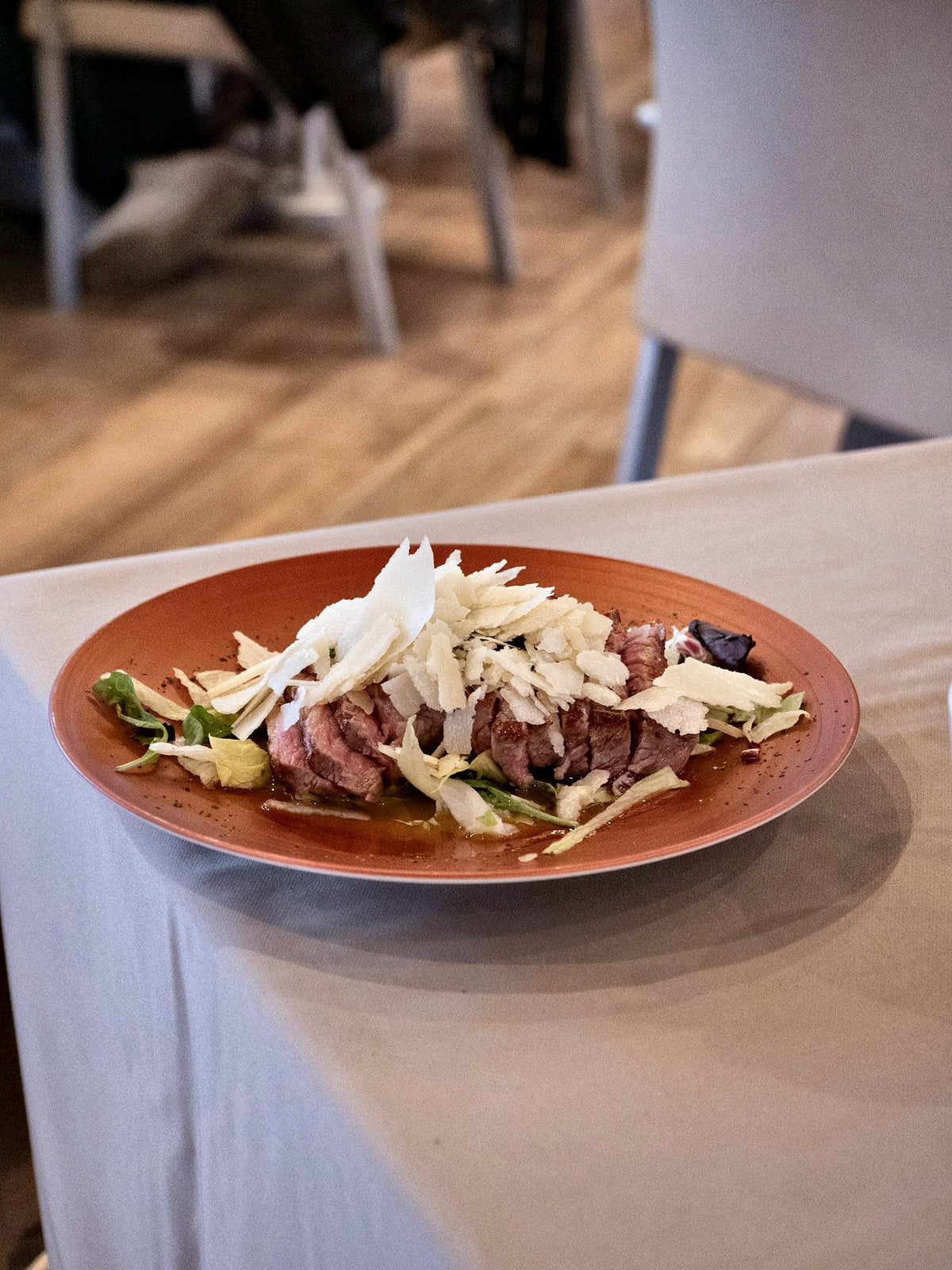 A beef dish served in the dining room of Grand Hotel Duomo