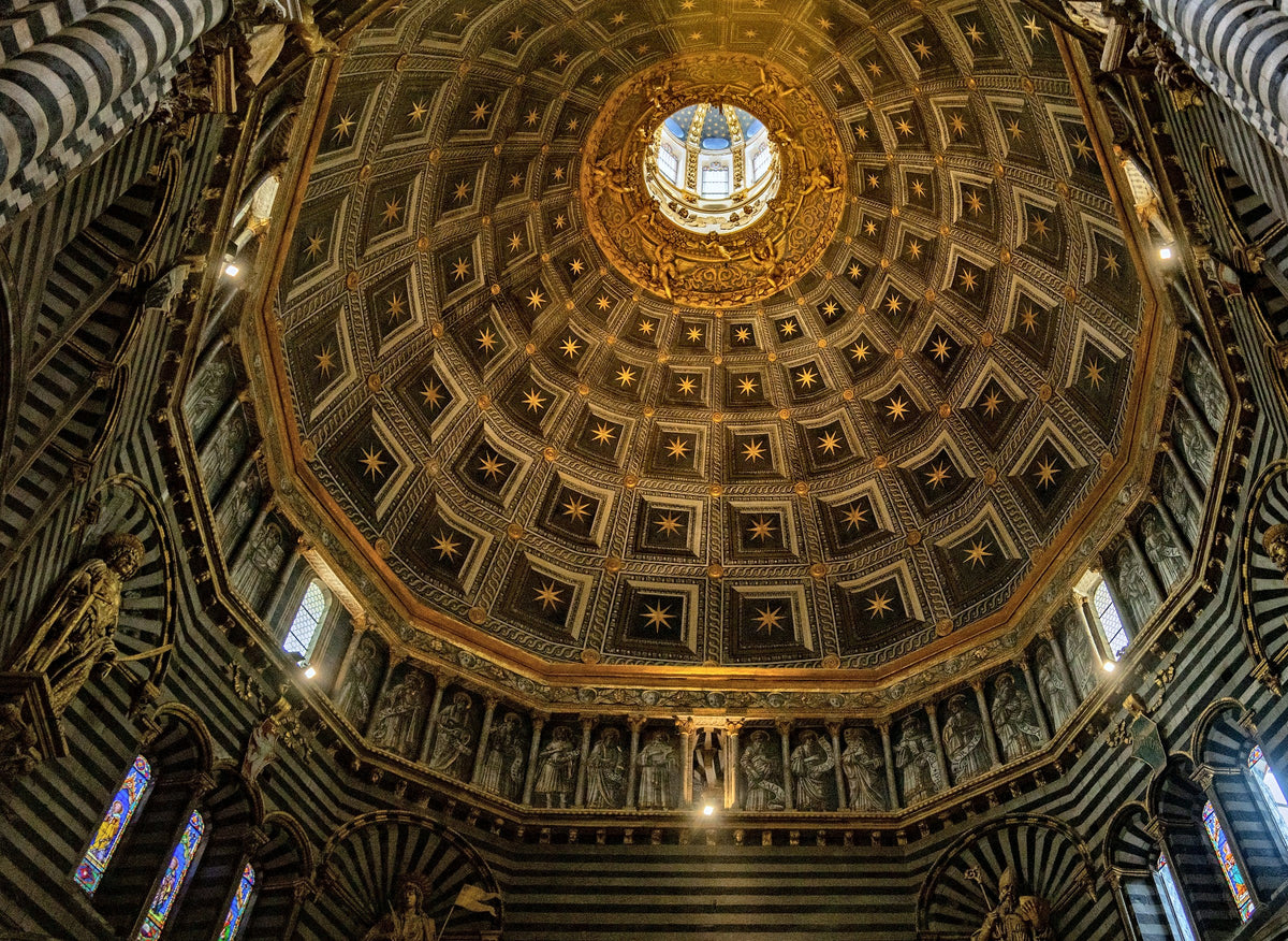The gilded coffered dome of the Duomo