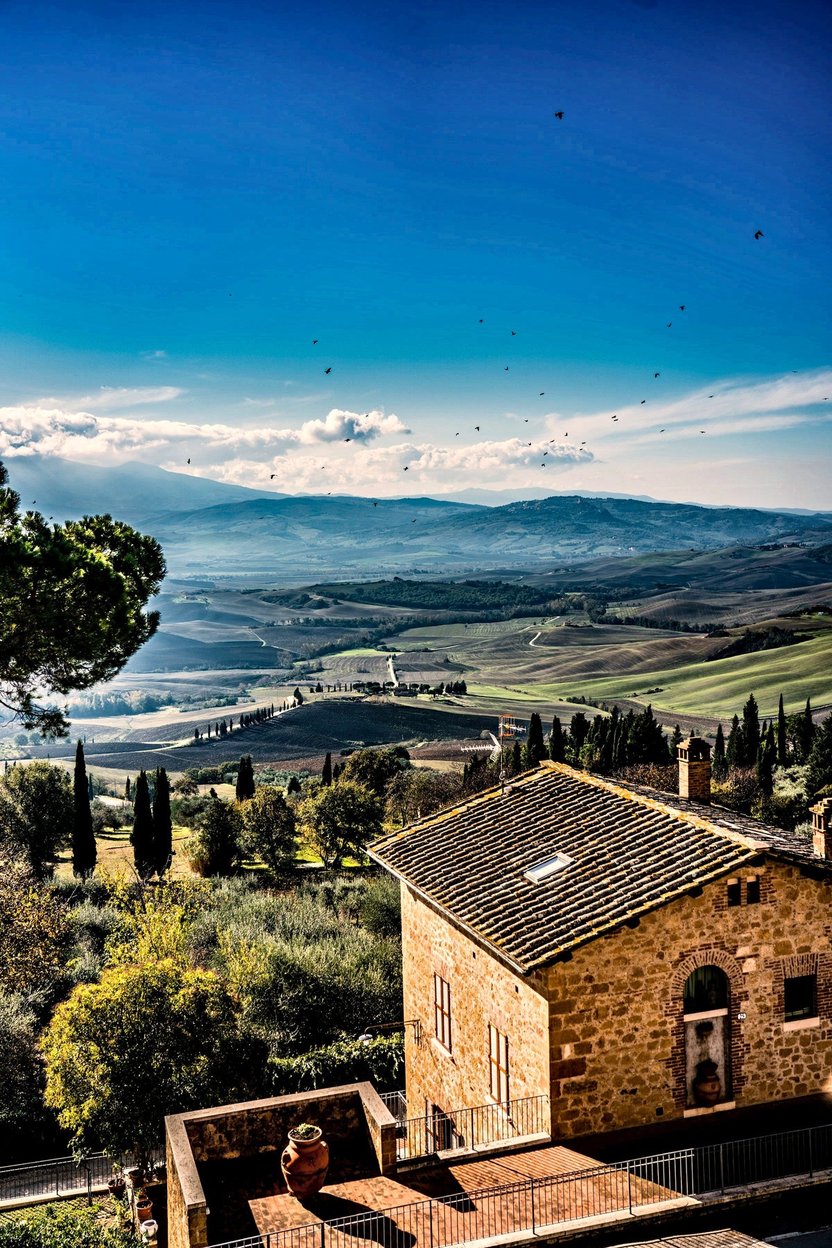 Morning view across the Val d’Orcia